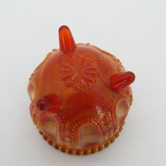 Vintage Degenhart Bloody Mary Orange Slag Glass Gypsy Pot Toothpick Holder RARE - Picture 6 of 9